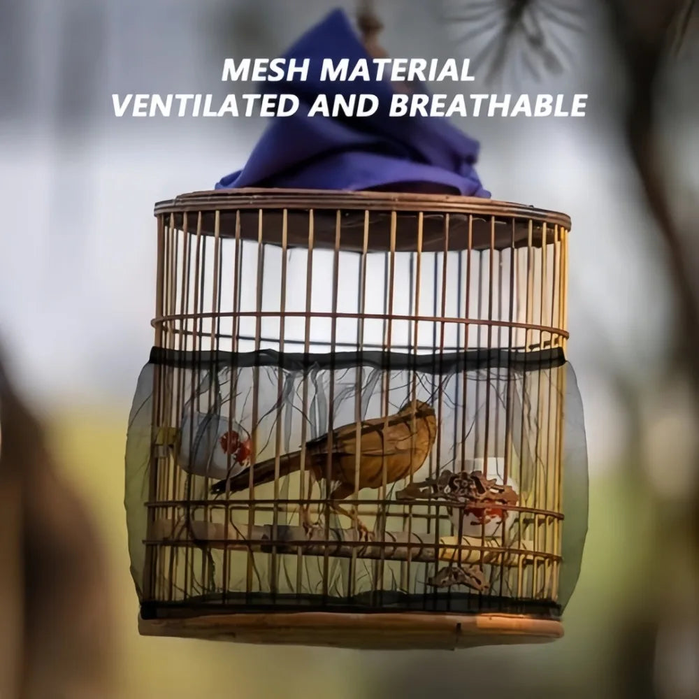 Bird Cage Mesh Cover Skirt – Anti-Spill Net for Parrots Bird Cage Accessory Axl