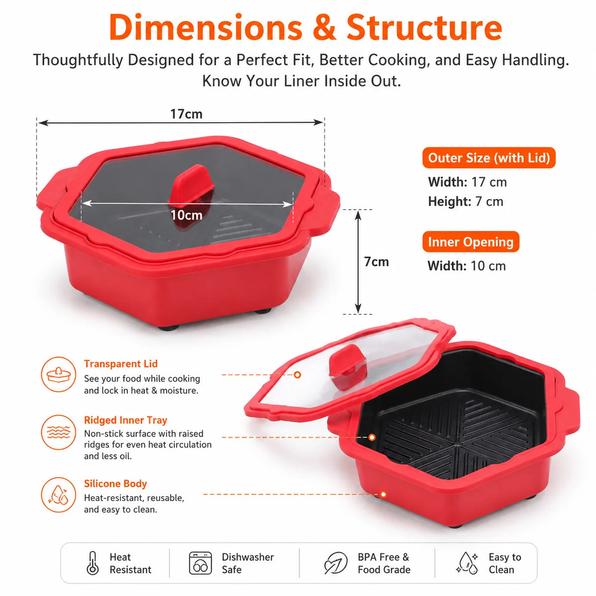 Hexagonal Nonstick Baking Pan with Lid – Air Fryer & Microwave Nonstick Baking Pan Axl