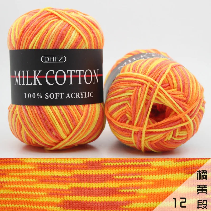 Mixed Colour Cotton Knitting Yarn 50g – Soft Crochet Wool Knitting Yarn Axl Orange