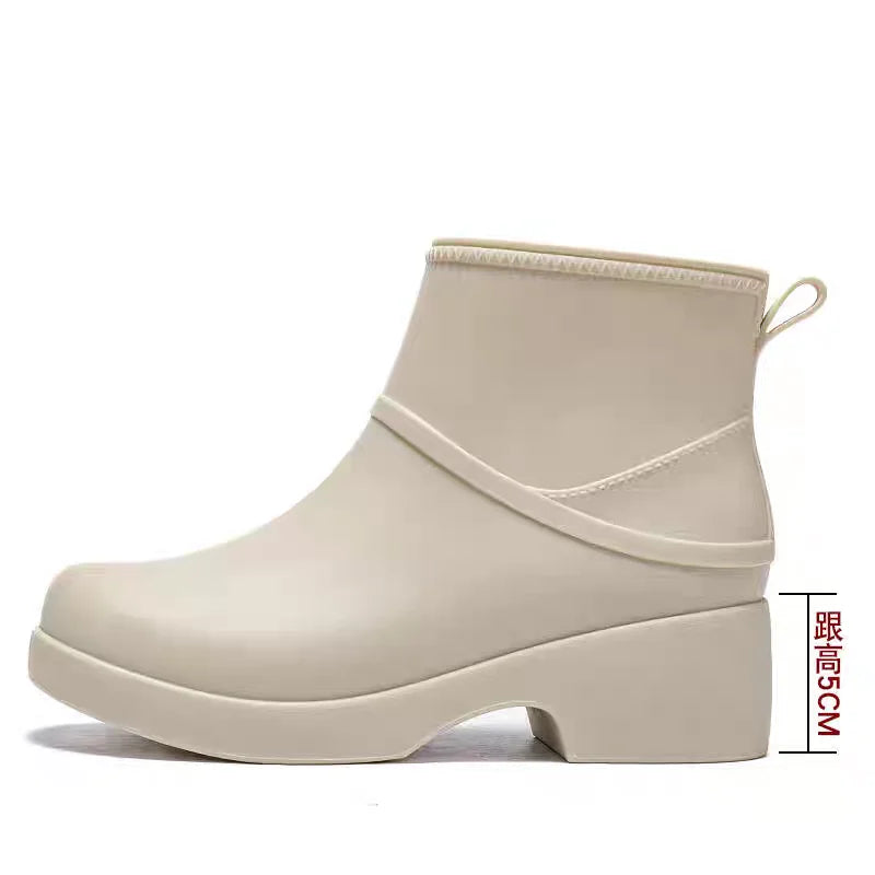Lorilury Women's Black Platform Ankle Rain Boots | Anti-Slip Women's Rain Boots Axl