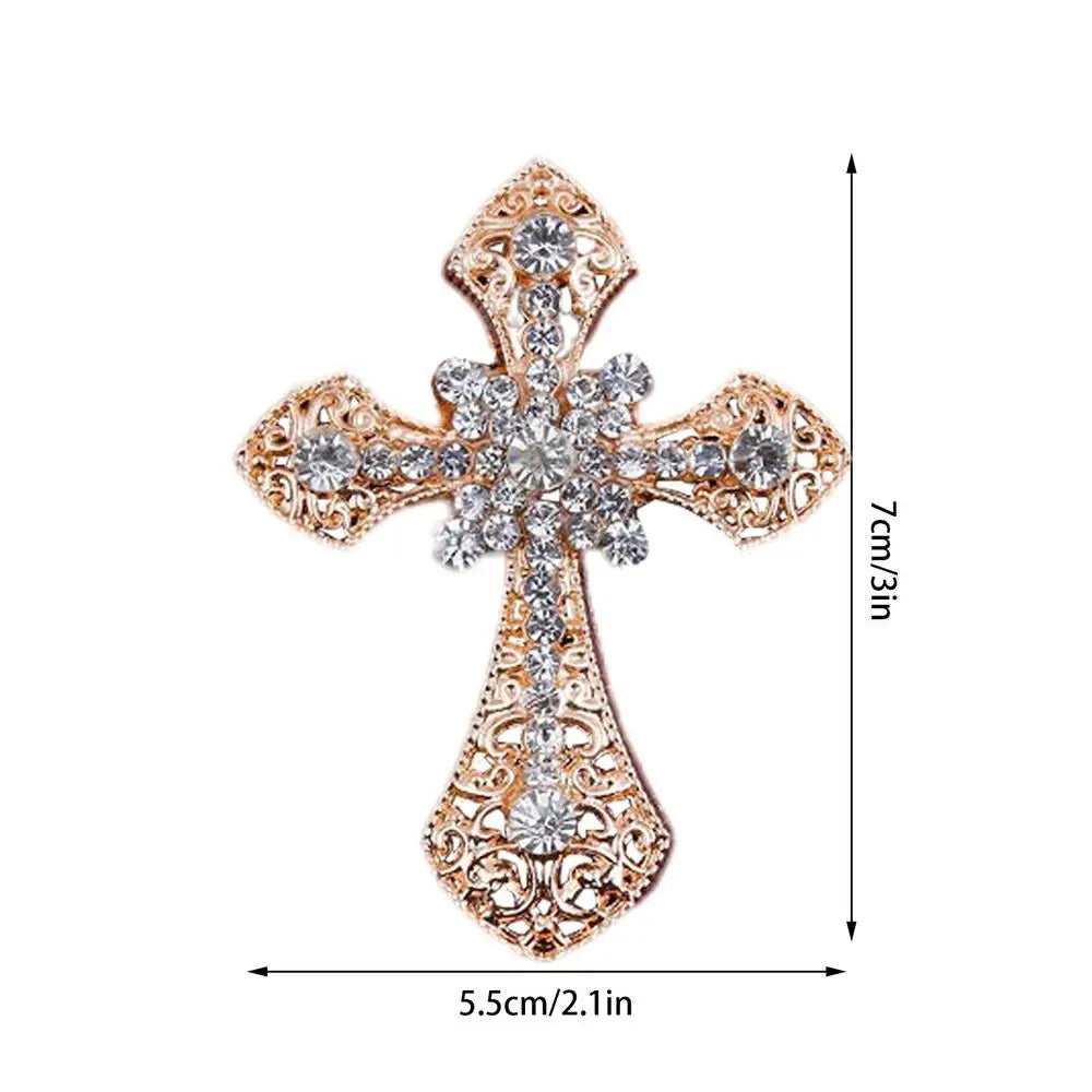 Bling Cross Car Vent Clip Air Freshener – Rhinestone Aroma Diffuser Car Air Freshener Axl Gold random flavor