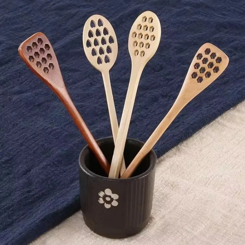 Wooden Honey Dipper Spoon – Eco-Friendly Heart Pattern Wooden Kitchen Spoon Axl