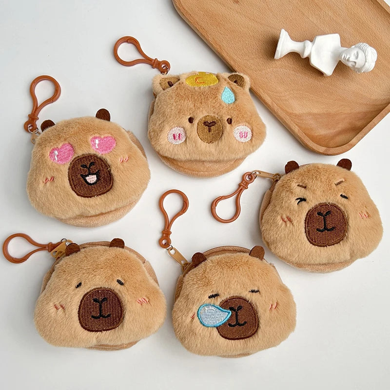 Capybara Plush Coin Purse – Cute Mini Zipper Wallet Keychain Plush Coin Purse Axl