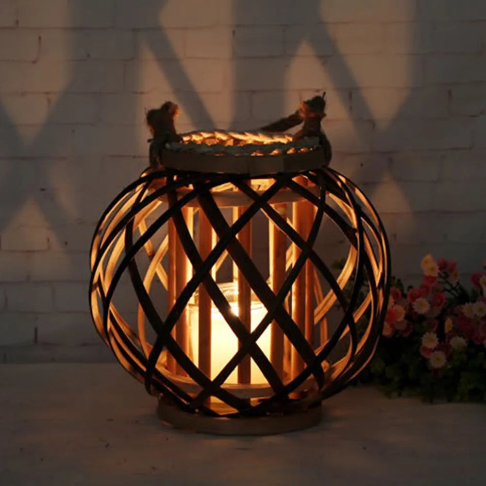 Vintage Wicker Lantern Tealight Candle Holder | Boho Home Decor Candle Lantern Holder Axl Large
