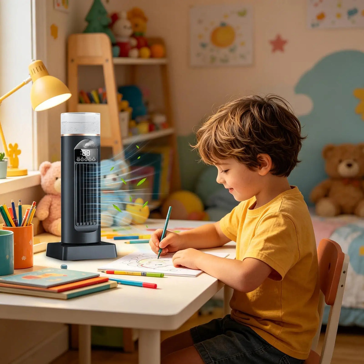 6-Speed Bladeless Tower Fan with Water Tank | 110° Oscillating Oscillating Tower Fan Axl