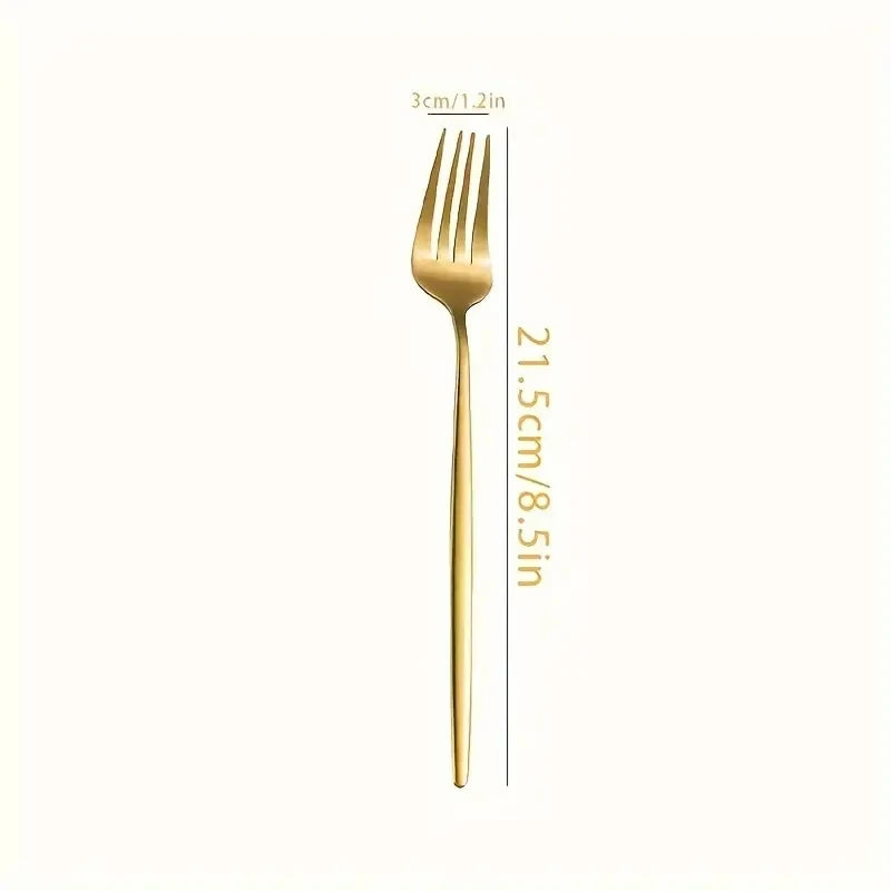 24-Piece Gold Stainless Steel Dinner Fork Set – Home & Restaurant Dinner Fork Set Axl