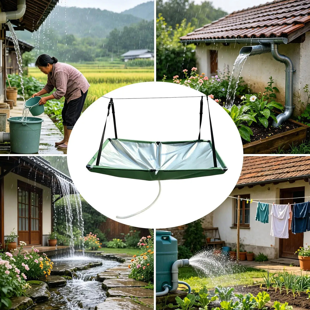 Rain Collector Downspout Catcher with Filter Cloth & 1m Hose Rain Water Collector Axl