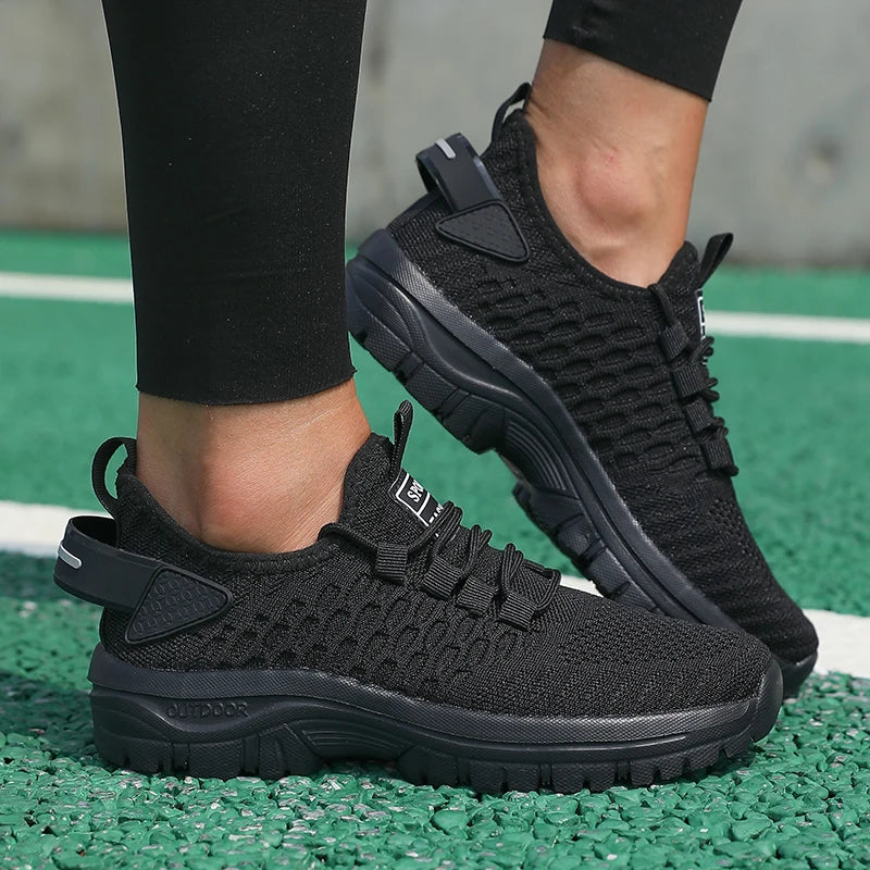 Women's Cushioned Knit Mesh Running Sneakers | AZGB Women's Running Shoes Axl Black 37