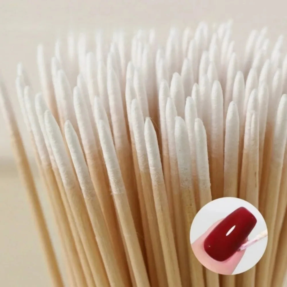 100-Pc Double-Ended Pointed Cotton Swabs – Nail & Makeup Cotton Swabs Axl