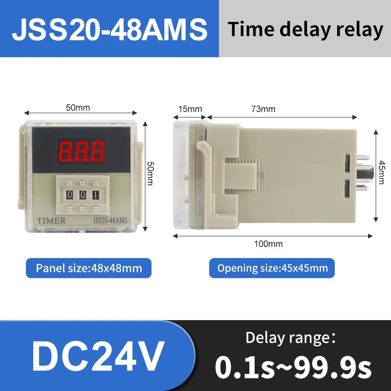 JSS20-48 Programmable Digital Time Relay DC24V AC220V LED Digital Time Relay Axl 99.9S-DC24v