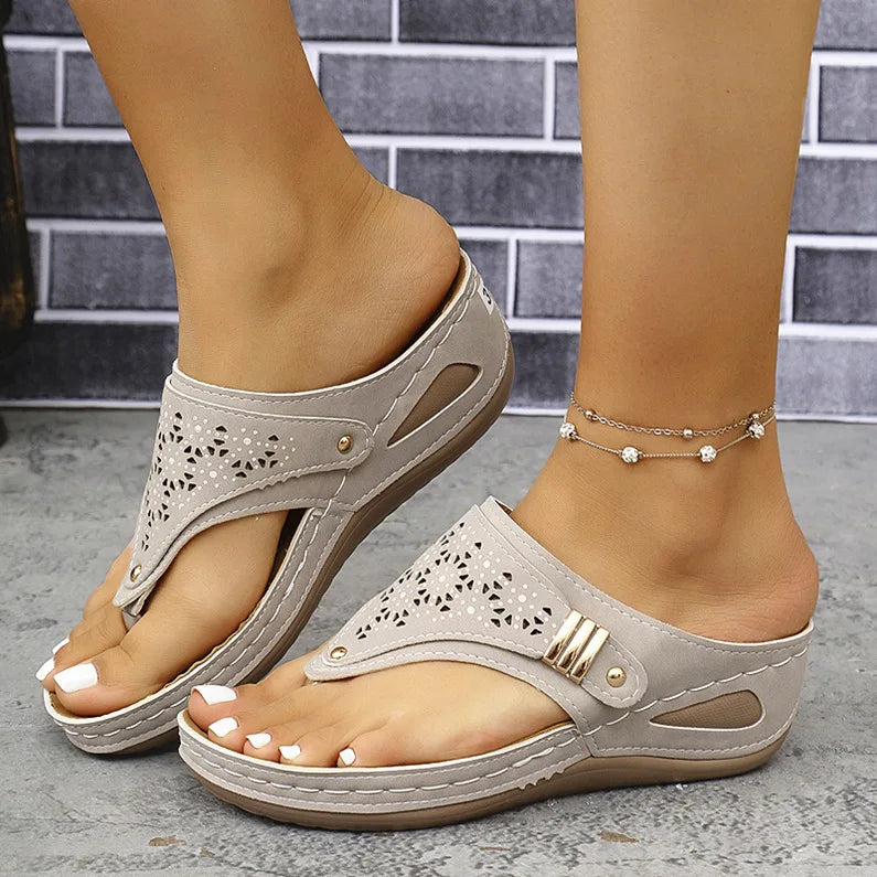 YBQJOO Women's Platform Wedge Flip Flop Sandal Slippers Wedge Sandal Slippers Axl Gray 42
