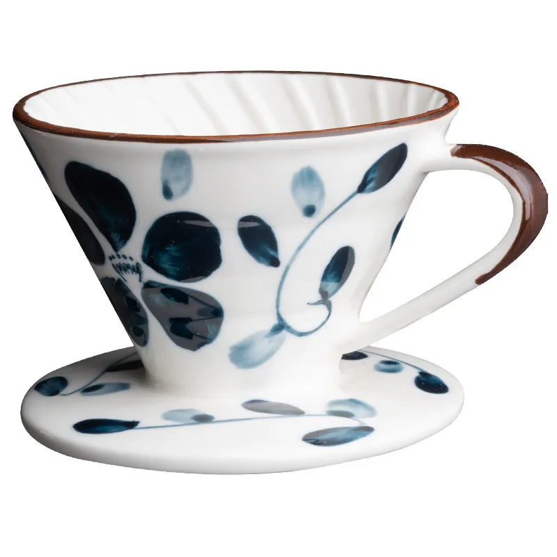 Ceramic Pour Over Coffee Dripper Set 500ml – Blue & White Pour Over Coffee Dripper Axl Filter cup