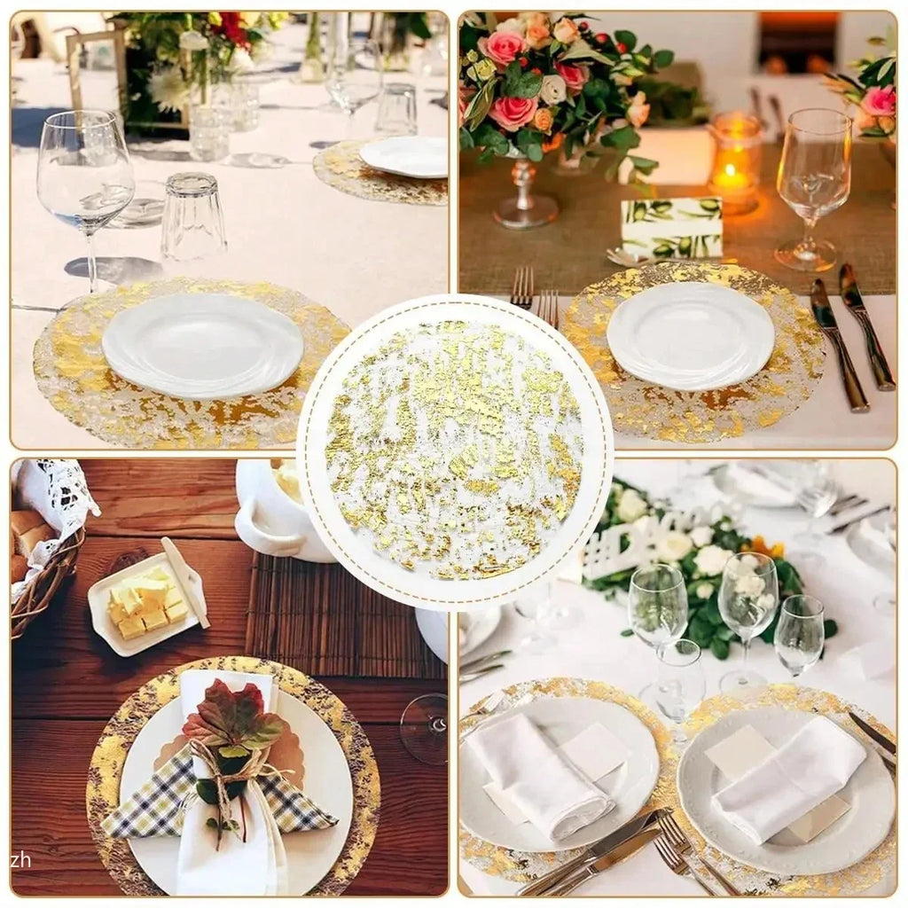 Disposable Gold Foil Round Placemats 13 Inch – Party Table Mats Disposable Placemats Axl