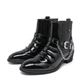 Men's Metal Chain Chelsea Ankle Boots – Rock Fashion Slip-On Chelsea Ankle Boots Axl Black 38