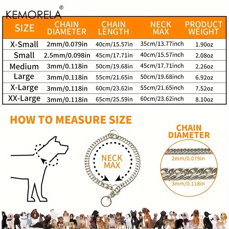 KEMORELA Stainless Steel Twist Chain Dog Training Collar Dog Training Collar Axl