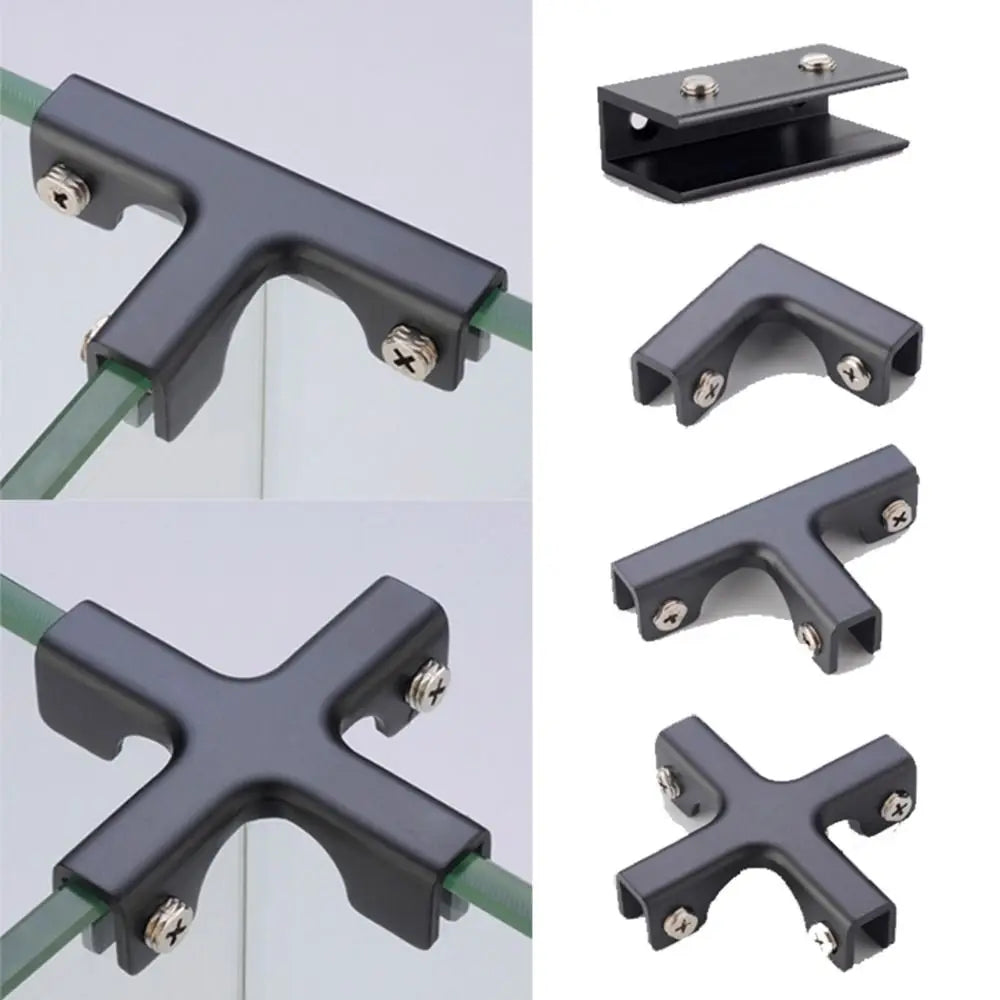 Aluminum Alloy Glass Corner Clips – L, T & Cross Angle Bracket Corner Fixing Clips Axl