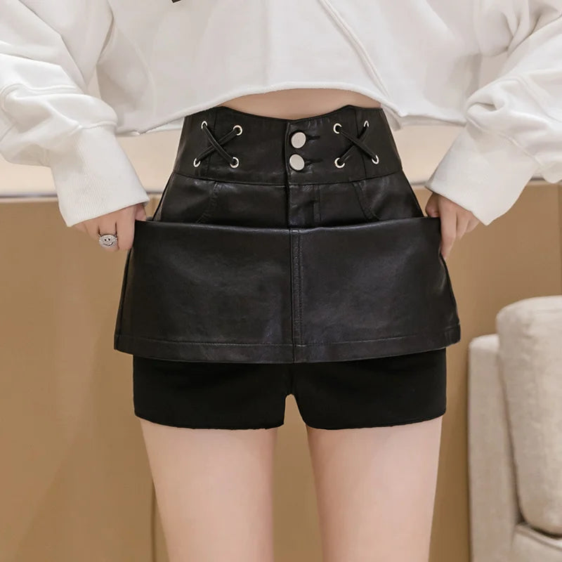 Women's High Waist PU Leather Shorts – Slim Fit S–2XL Faux Leather Shorts Axl Black S China Mainland