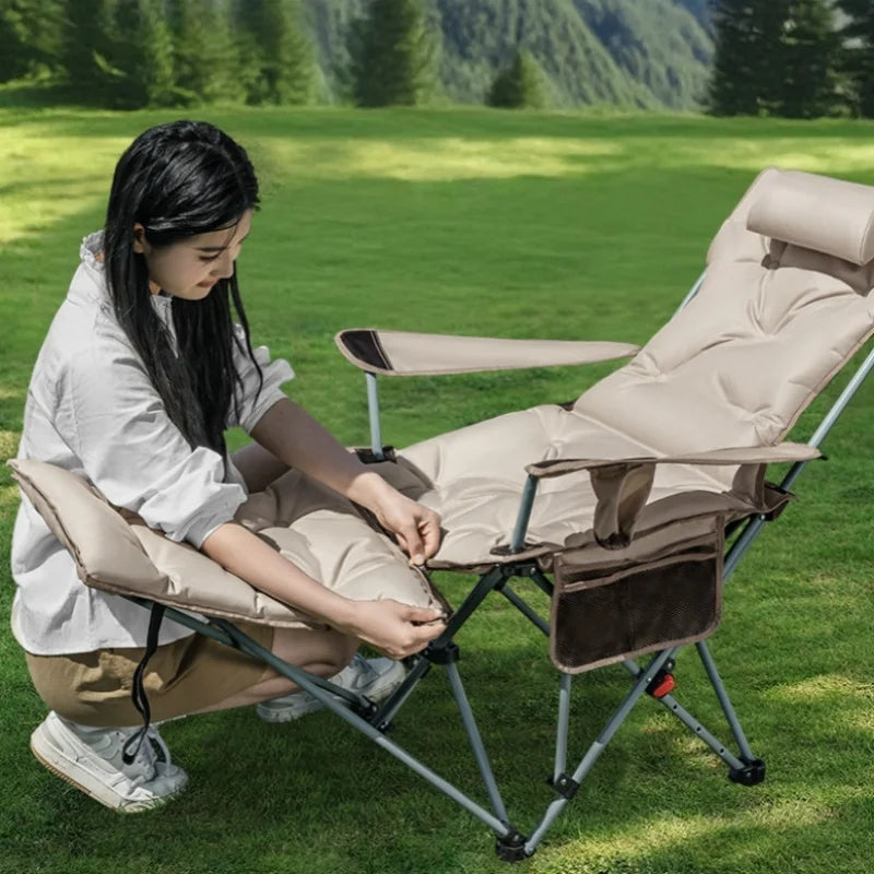 Folding Recliner Camping Chair – Cushioned & Adjustable Backrest Folding Camping Chair Axl