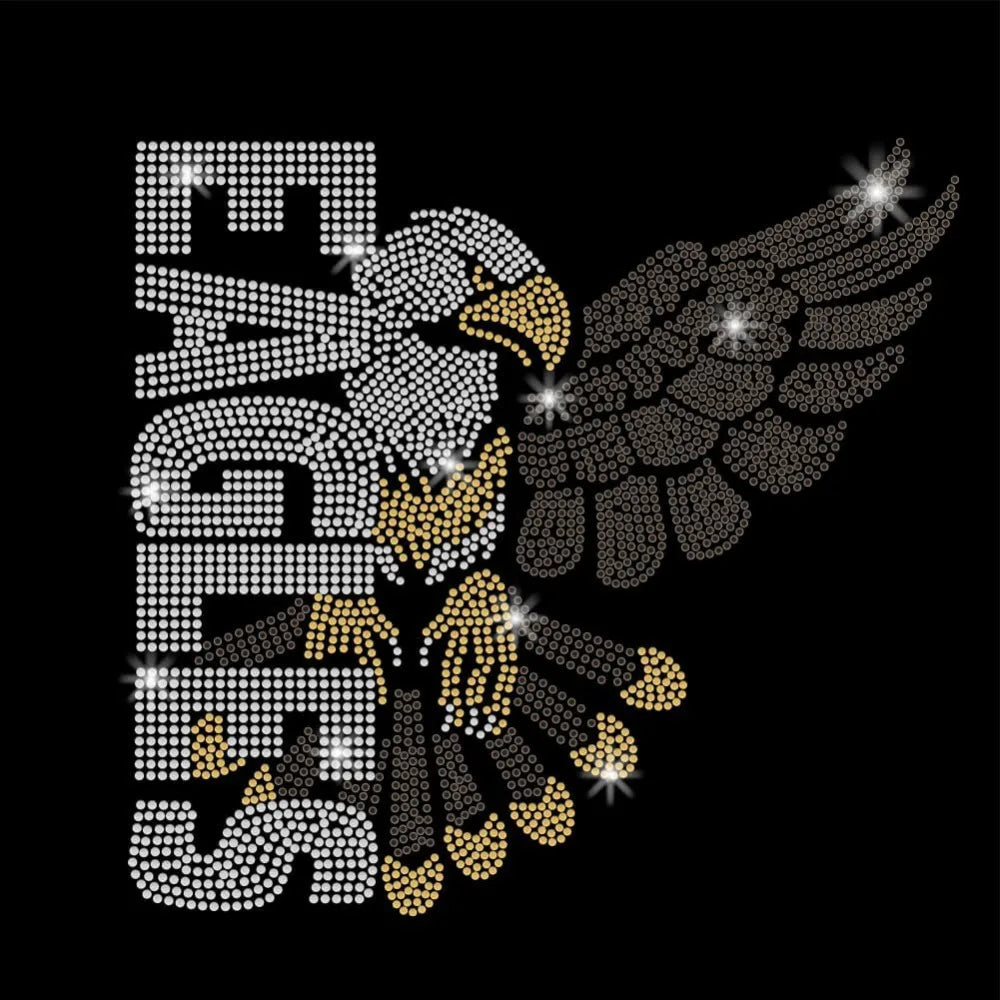 Eagle Rhinestone Iron-On Appliqué – Crystal Glass Patch 21x30cm Rhinestone Iron-On Patch Axl AECH04-17739