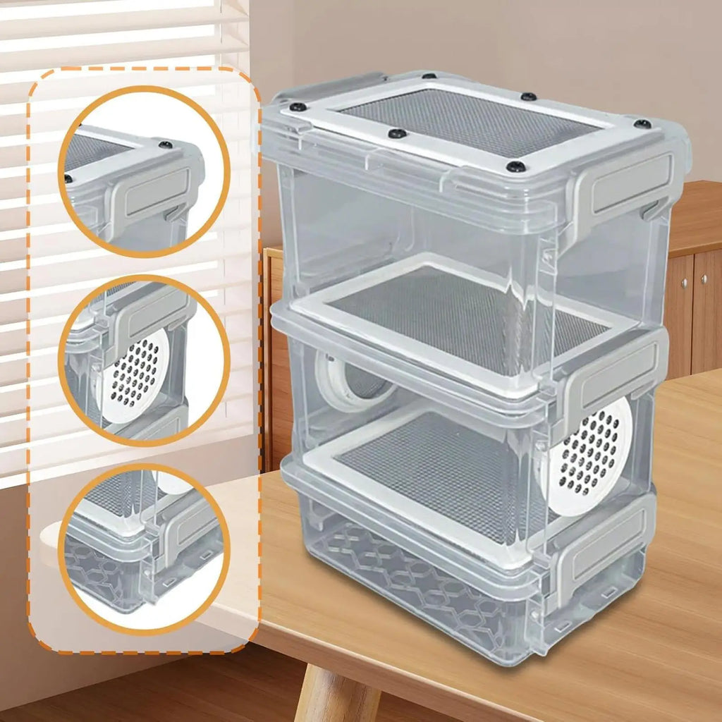 Mealworm Breeding Box – Breathable Filter Container for Reptiles Insect Breeding Container Axl