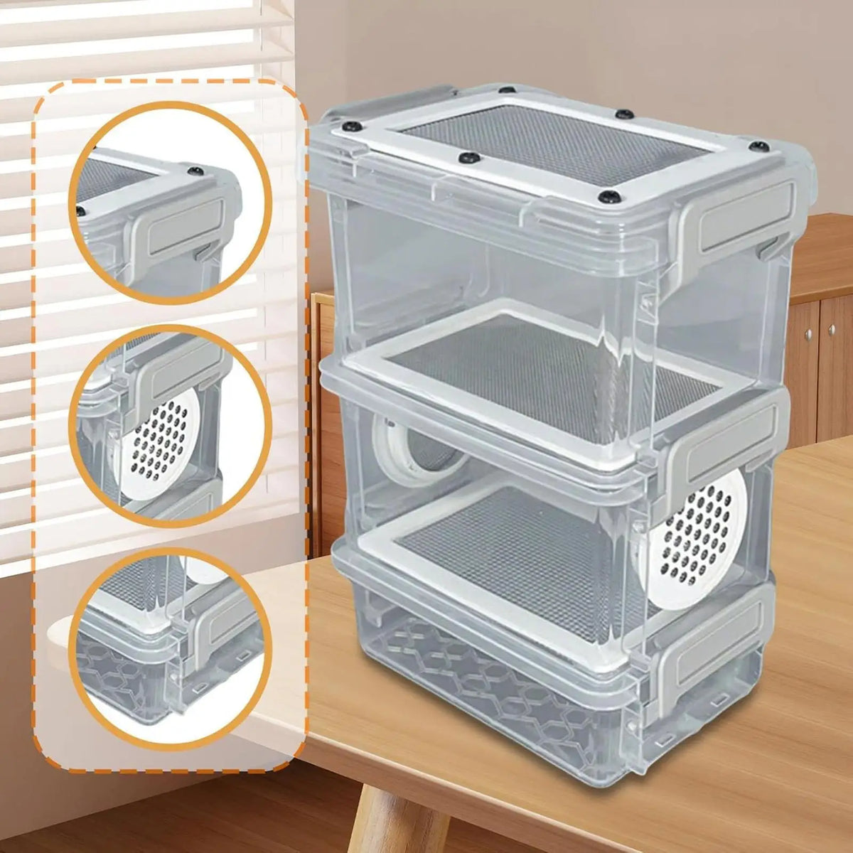 Mealworm Breeding Box – Breathable Filter Container for Reptiles Insect Breeding Container Axl