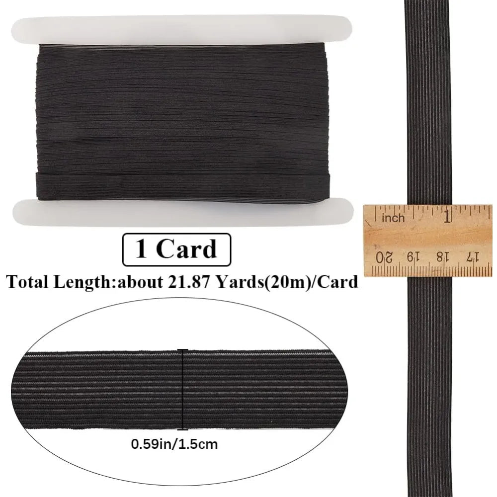 20M Flat Elastic Band 15mm Wide – Polyester Stretch Sewing Roll Flat Elastic Band Axl