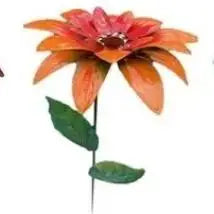 Rustproof Metal Flower Garden Stakes – Colorful Yard Lawn Art Garden Stake Decor Axl Orange