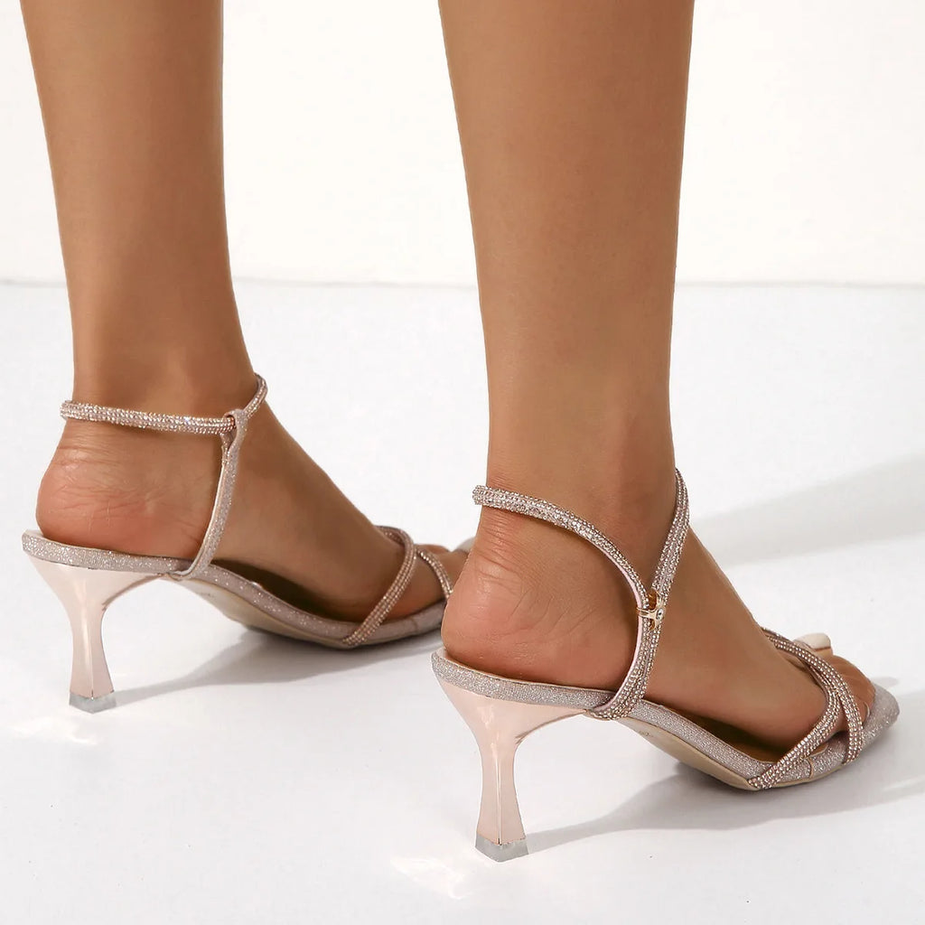 YBQJOO Women's Stiletto Heel Sandals – Elegant Buckle Strap Stiletto Heel Sandals Axl