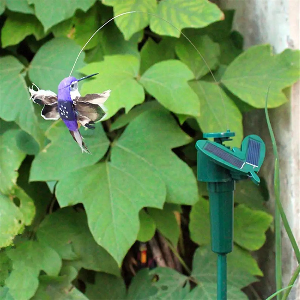 Solar Flying Hummingbird Garden Decor – Wobble Flutter Bird Solar Garden Decor Axl