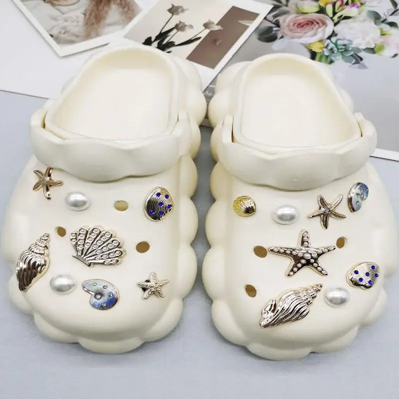 Coastal Shoe Charms 16 Pcs – Starfish & Conch Clog Decor Shoe Charms Axl