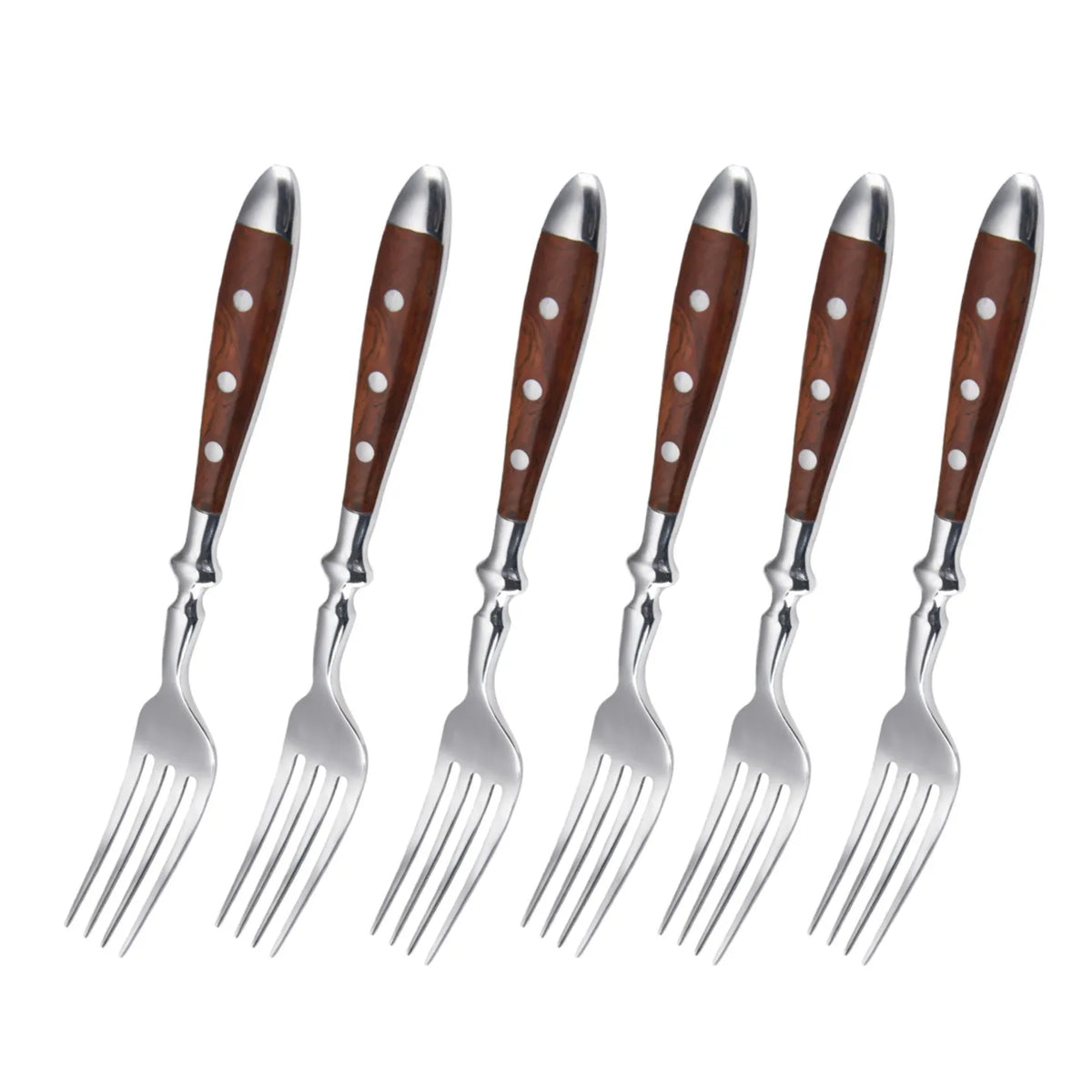6-Piece Wood-Grain Stainless Steel Cutlery Set | Dinner Flatware Flatware Cutlery Set Axl 6 Pc table fork