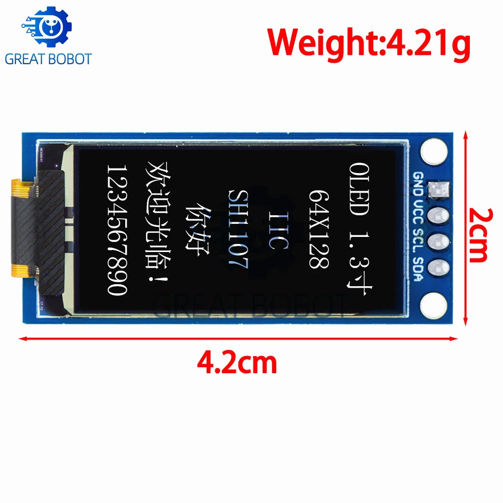1.3" SH1107 OLED Display Module 128×64 for Arduino OLED Display Module Axl