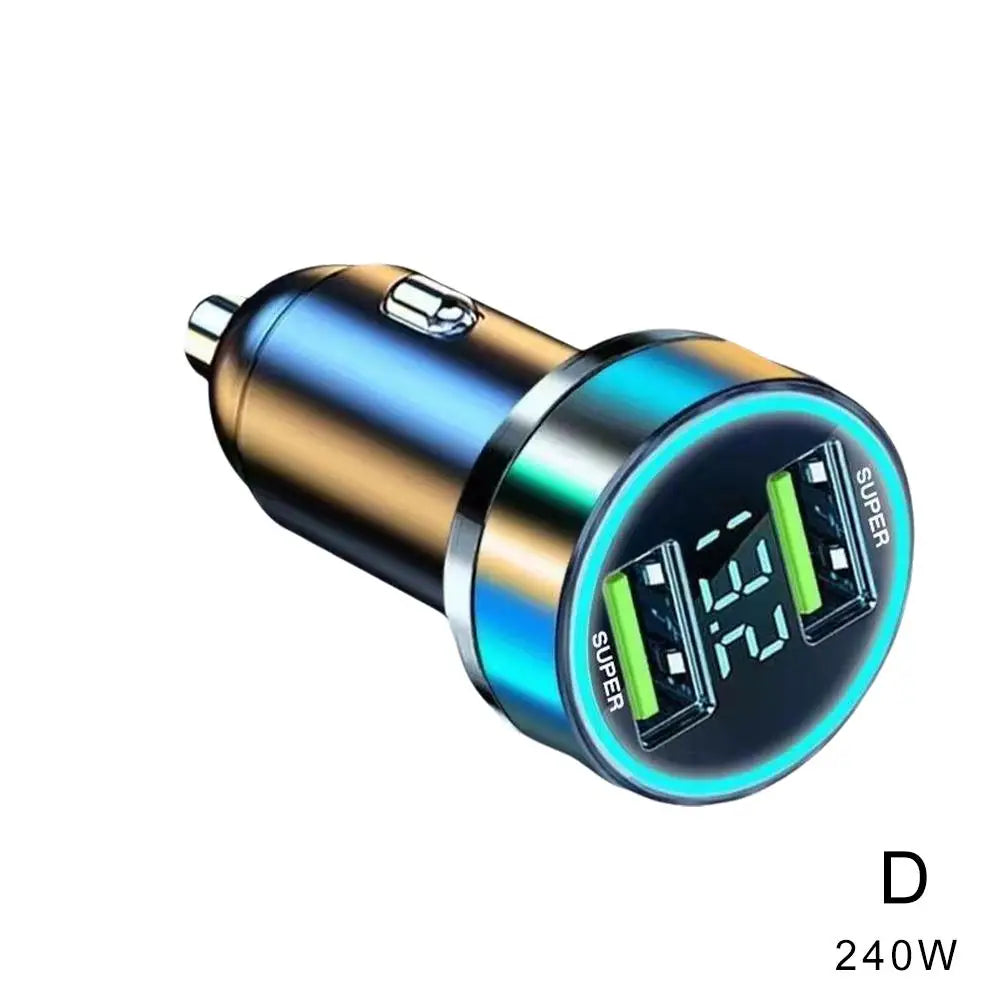 120W Car Charger LED Display | USB-A & PD Type-C Dual Port Car Charger Adapter Axl 240W B