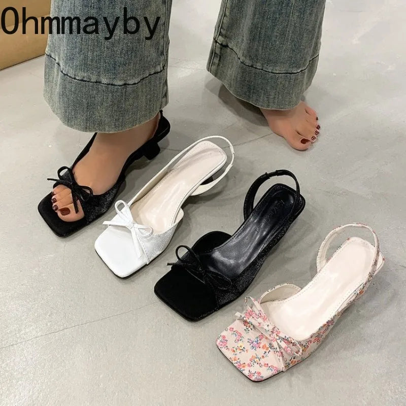 Women's Butterfly-Knot Slingback High Heel Sandals | Party Shoes High Heel Sandals Axl