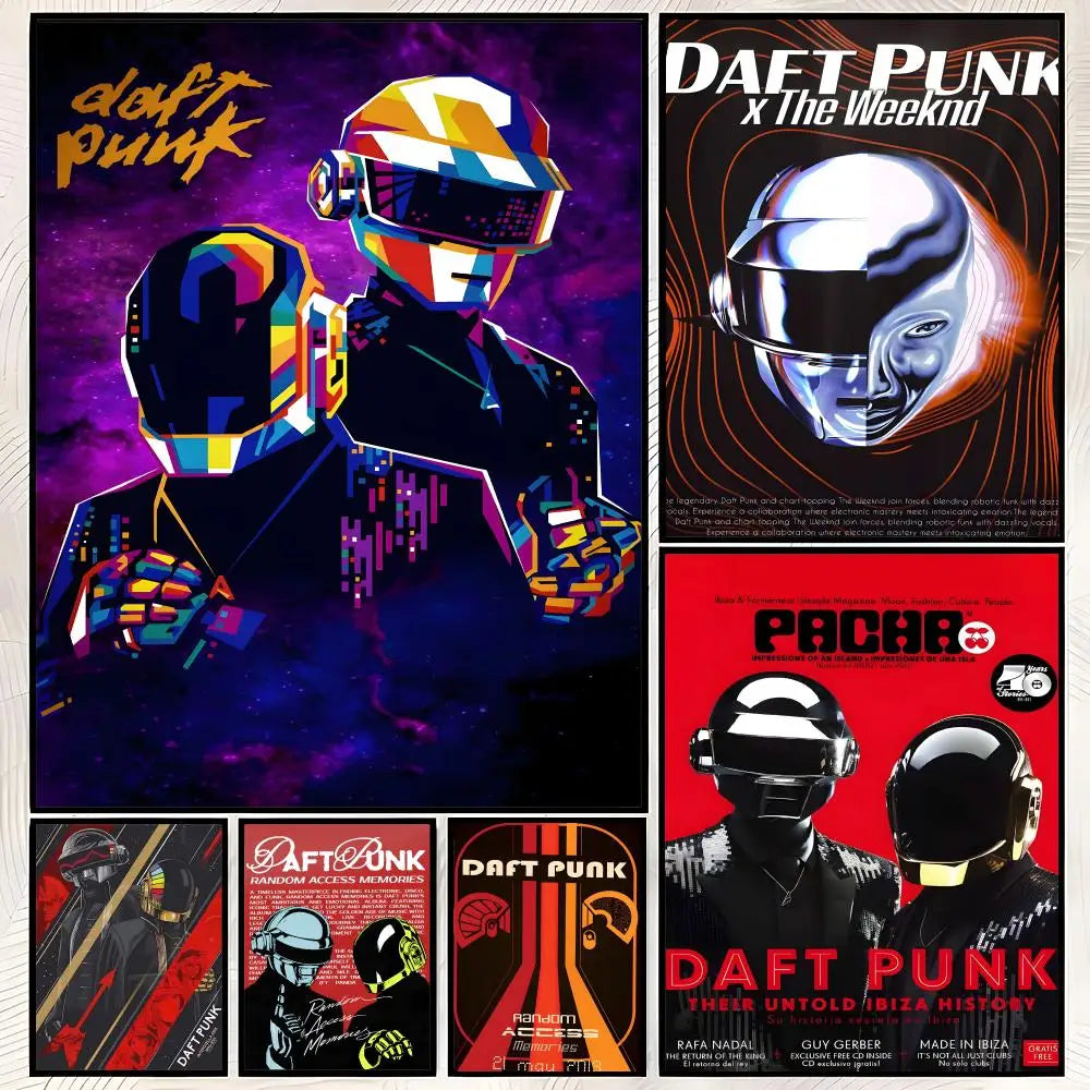 Daft Punk HD PVC Wall Poster – Self-Stick Waterproof Wall Art Wall Art Poster Axl