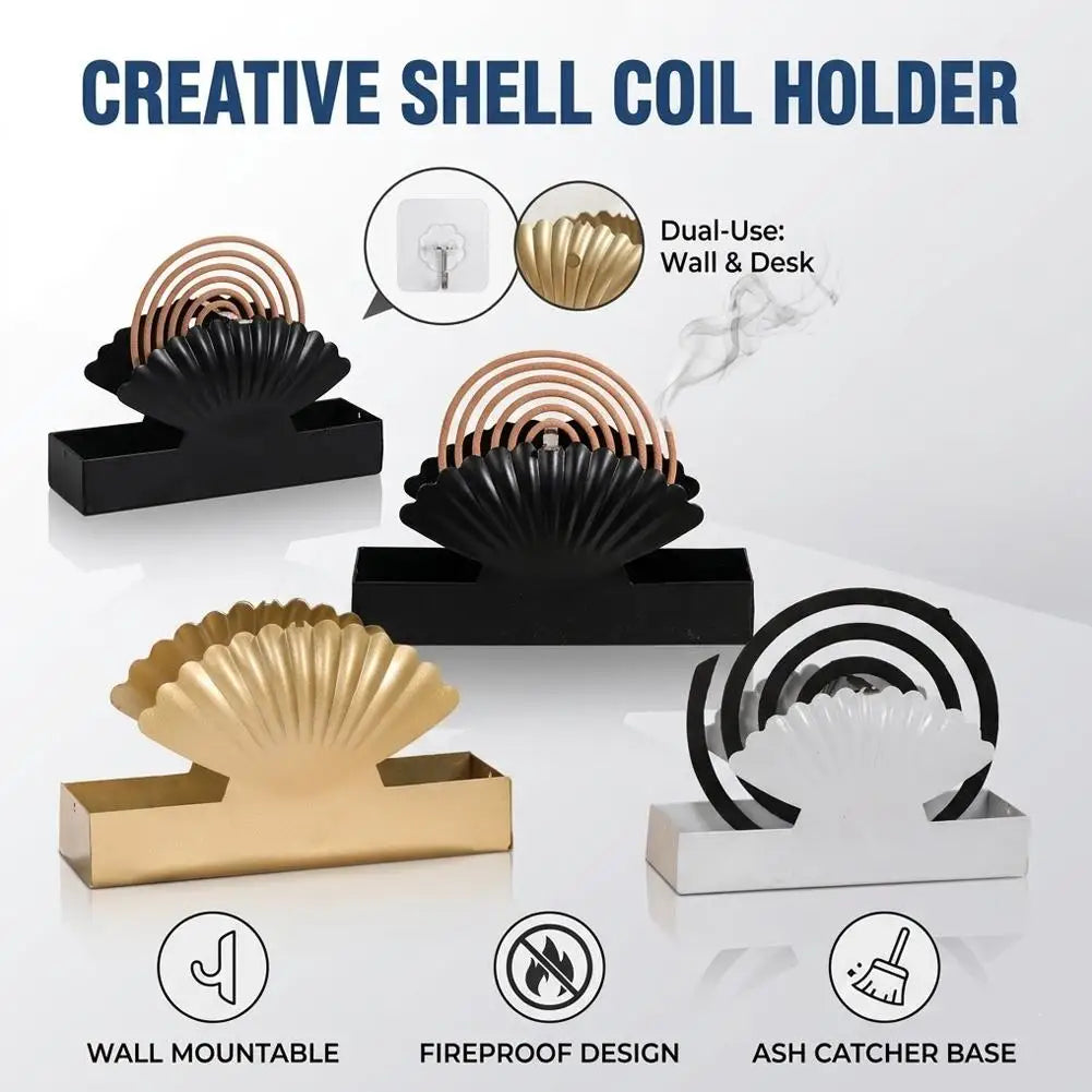 Shell Mosquito Coil Holder – Iron Burner Tray for Home & Camping Mosquito Coil Holder Axl