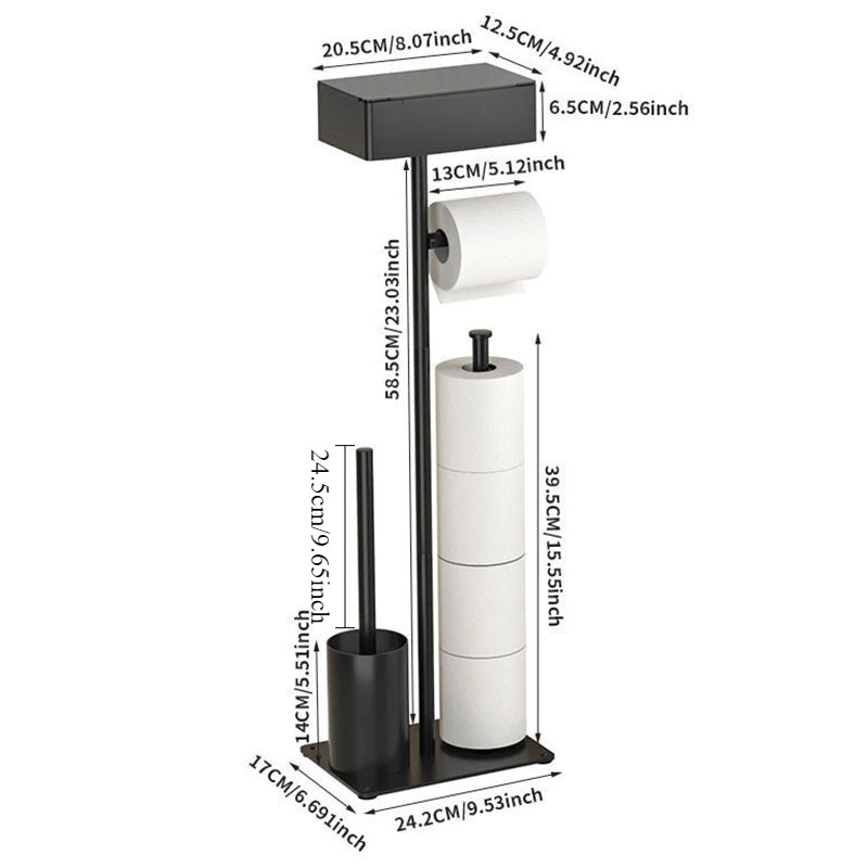 Stainless Steel Floor Bathroom Organizer & Toilet Paper Holder Bathroom Storage Rack Axl Style J