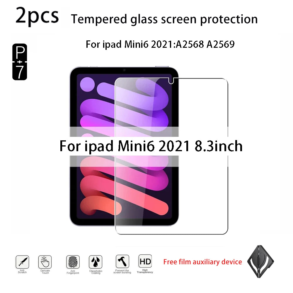 2-Pack HD Tempered Glass Screen Protector for iPad Mini 4/5/6/7 Tablet Screen Protector Axl ipad mini6 8.3inch