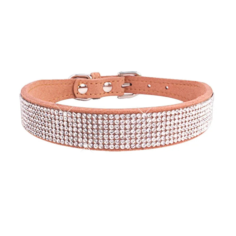 Rhinestone Crystal Dog Collar – Bling Pet Collar for Small Dogs Rhinestone Pet Collar Axl brown M