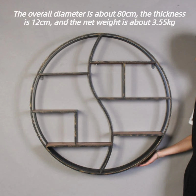 Retro Round 3-Tier Wall Storage Rack – Iron Display Shelf Wall Storage Rack Axl Large