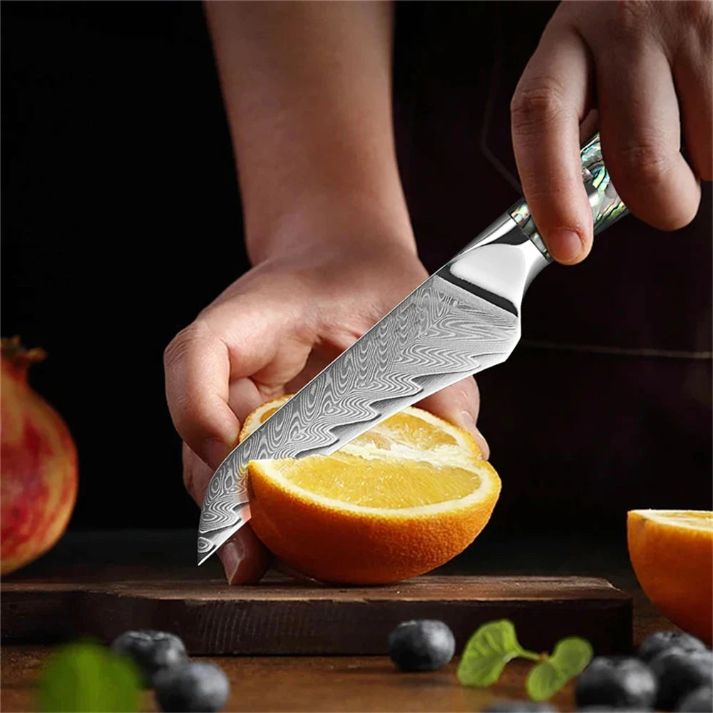67-Layer Damascus Steel Paring Knife – Sharp Kitchen Blade Damascus Paring Knife Axl