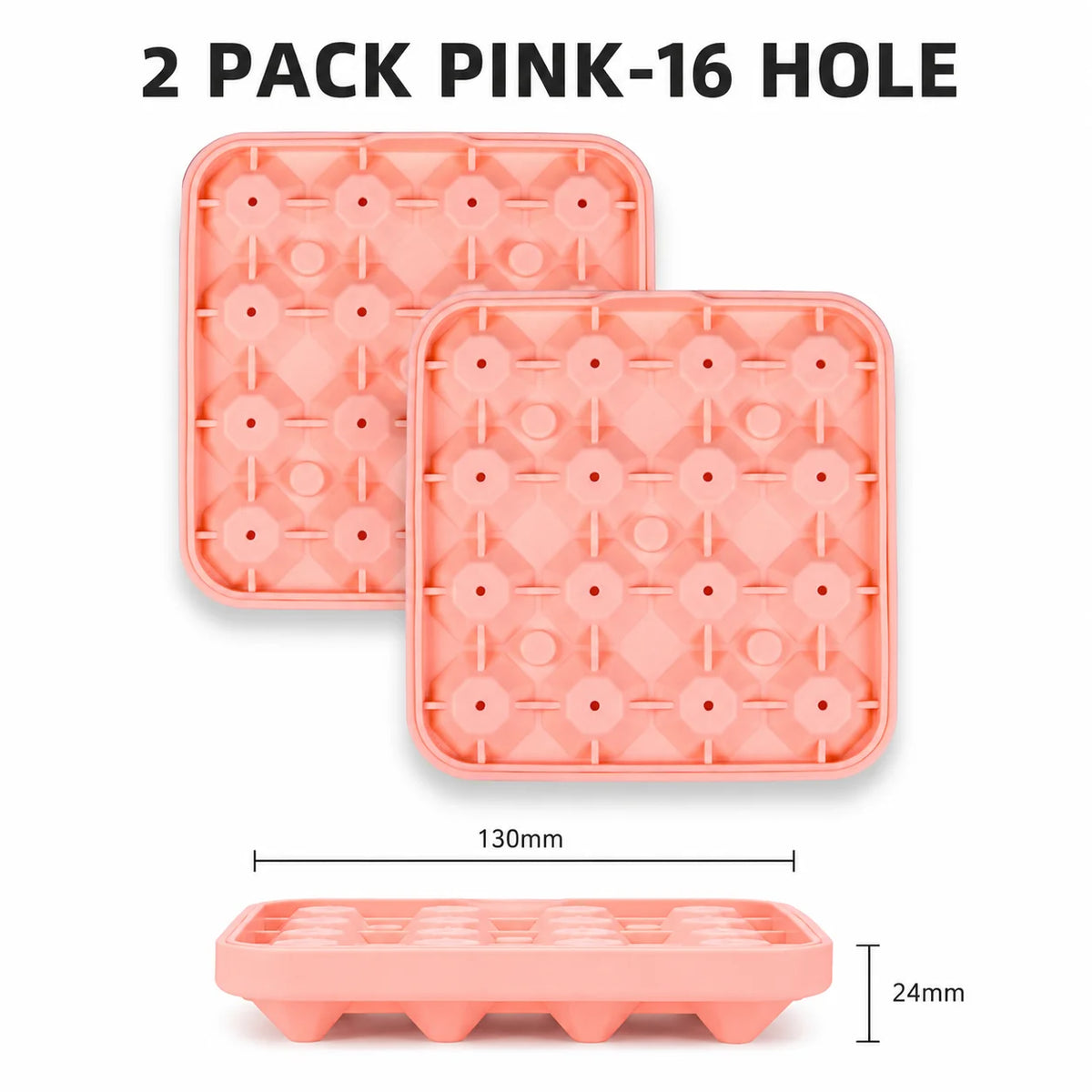 Diamond Ice Cube Tray 16-Cavity Silicone Mold for Cocktails Silicone Ice Tray Axl 2 PACK Pink-16 Hole