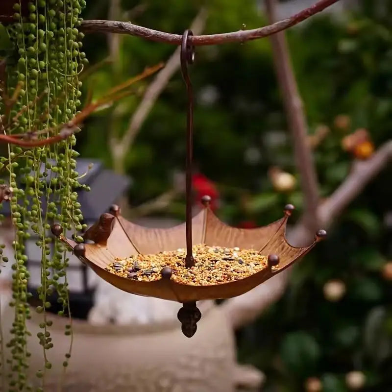 Vintage Metal Umbrella Bird Feeder – Hanging Garden Decor Hanging Bird Feeder Axl