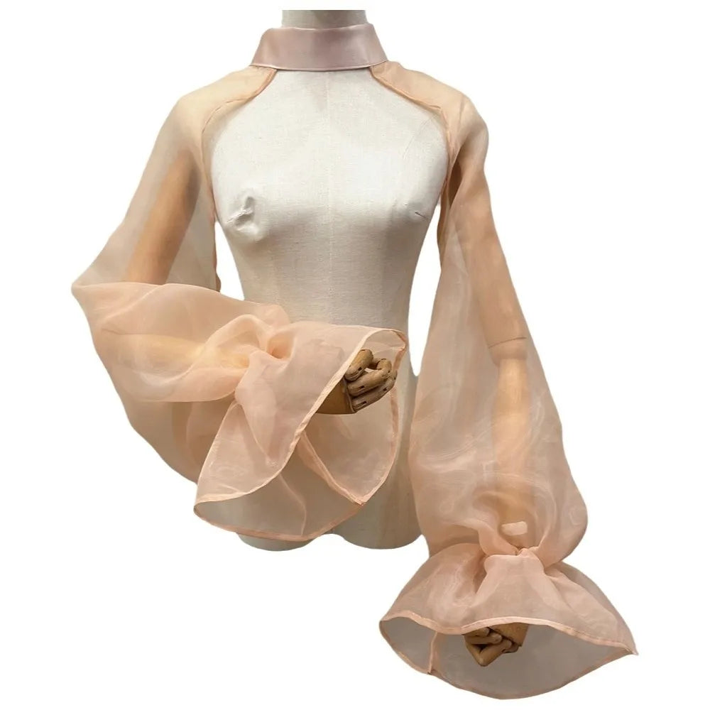 Puffy Detachable Bridal Arm Sleeves – Sheer Lantern Cape Bridal Arm Sleeves Axl Champagne XL