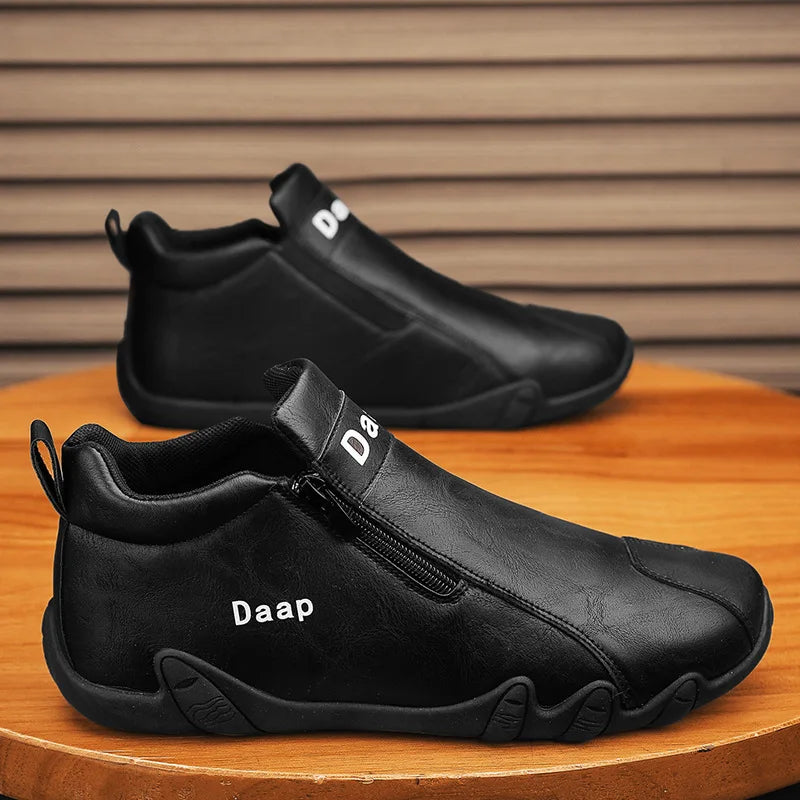 YBQJOO Men's British Style Casual Slip-On Leather Shoes Men's Slip-On Loafers Axl black 41