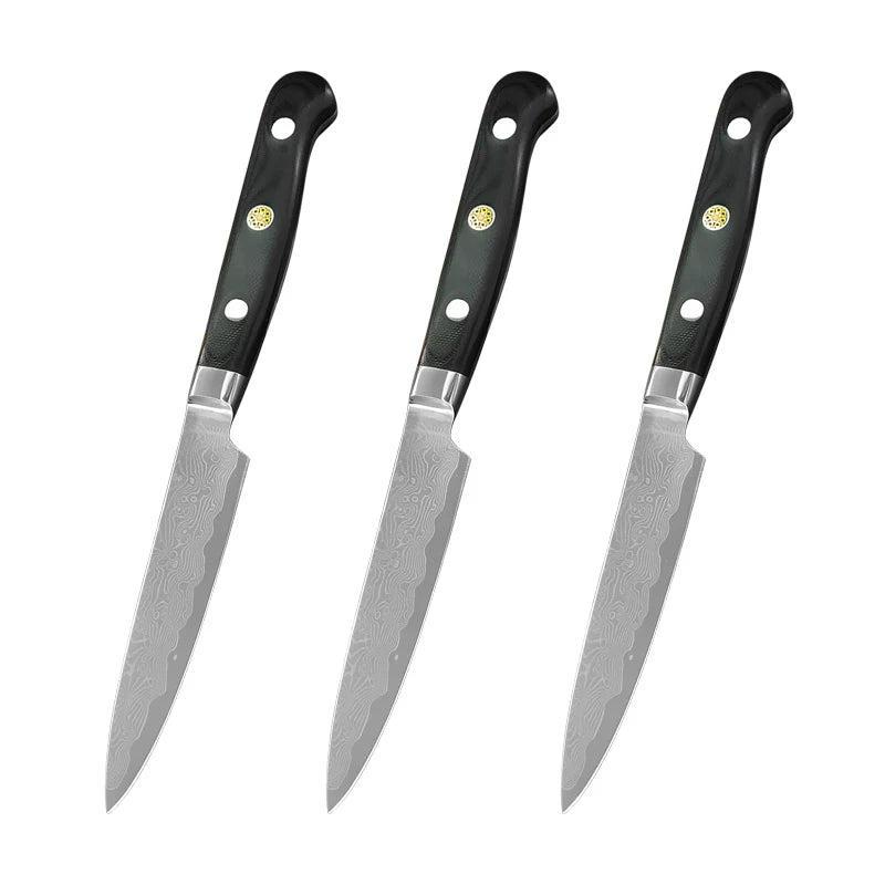 Damascus Steel Chef Knife with G10 Handle | InLeung Damascus Chef Knife Axl 3pcs knives