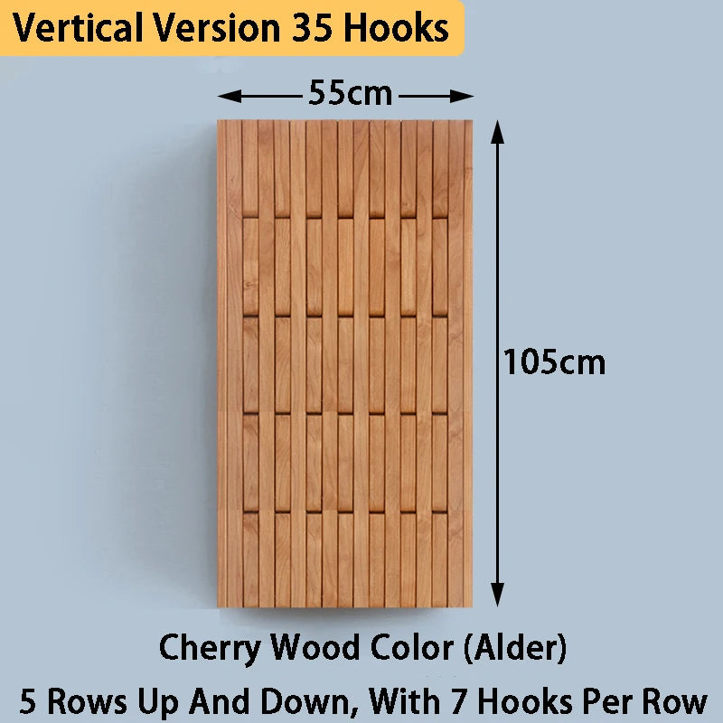 Solid Wood Wall-Mounted Coat Rack – Piano Key Hook Design Wall-Mounted Coat Rack Axl Alder 55X105CM