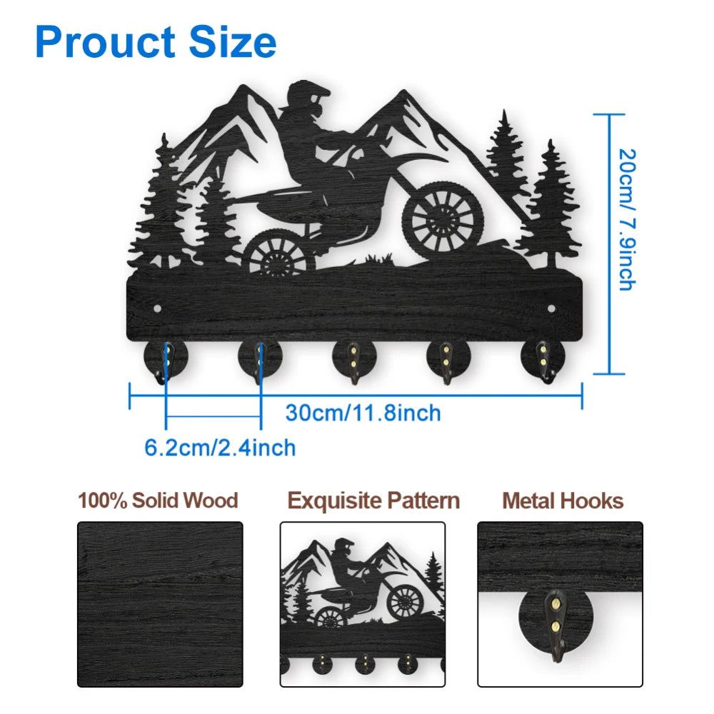 Wolf Forest Wood Wall Coat Rack – 5 Hook Key Holder 11.8in Wall Coat Rack Axl AECH04-06570