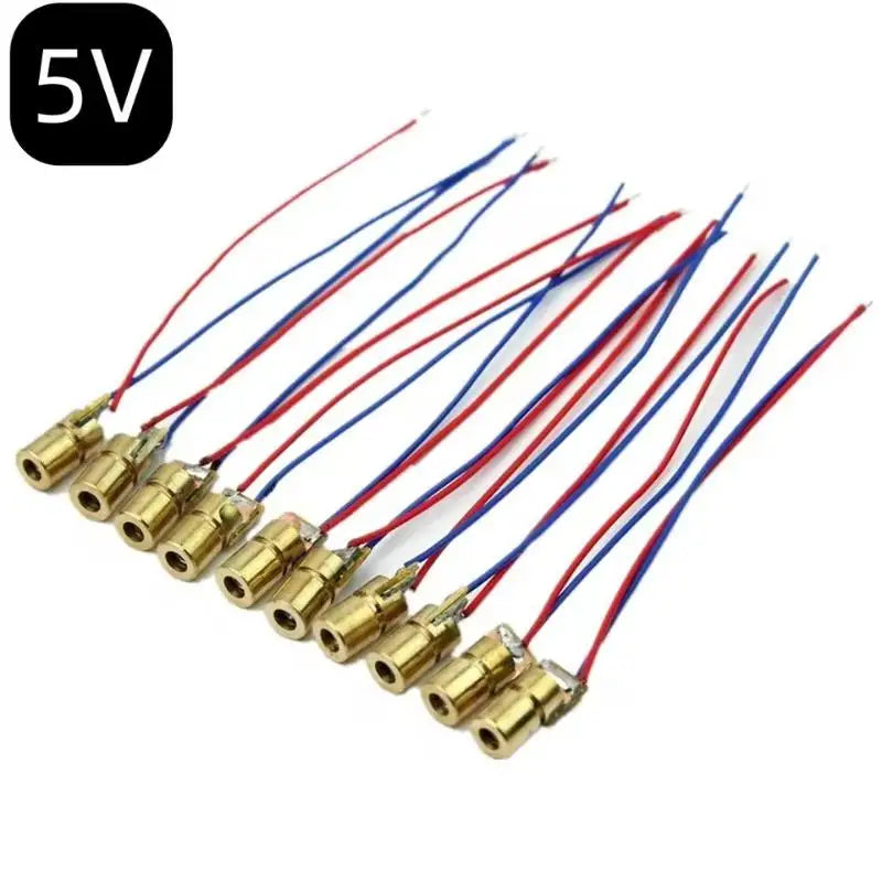 10-Pack Red Dot Laser Diode Module 650nm 5mW 3V/5V Copper Head Laser Diode Module Axl 5V10PCS