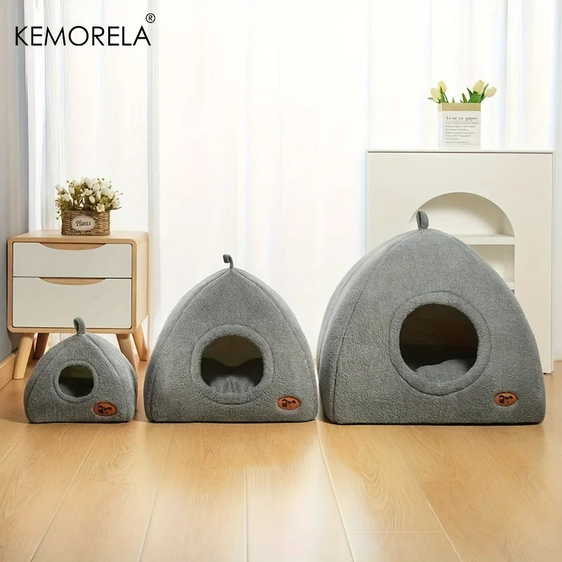 KEMORELA 2-in-1 Cat House Tent Bed – Washable Cushion Cat House Bed Axl